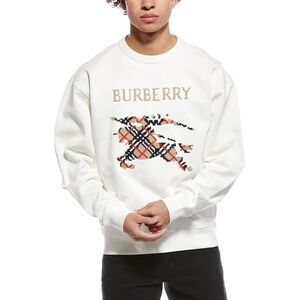 Burberry Mens  Logo Crewneck Sweatshirt, White